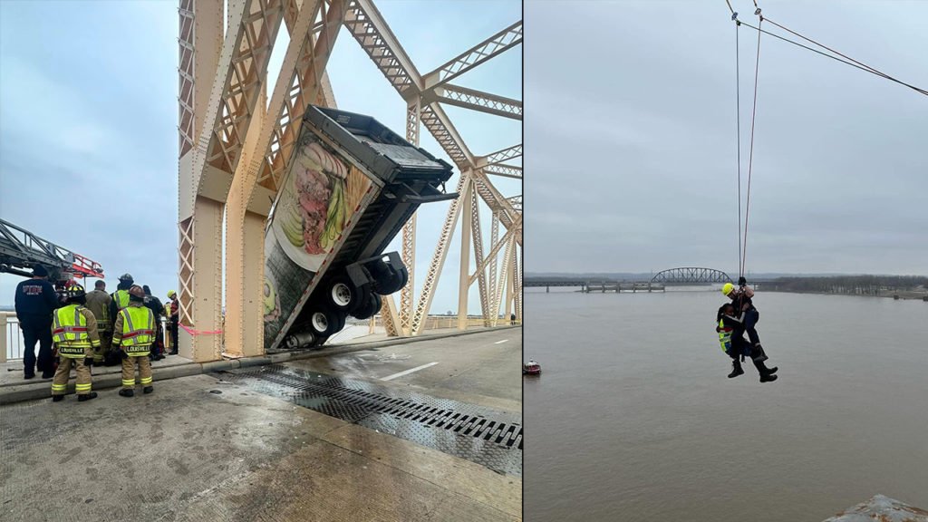Cause revealed for Louisville crash that left semi-truck driver dangling off bridge - LiveNOW from FOX